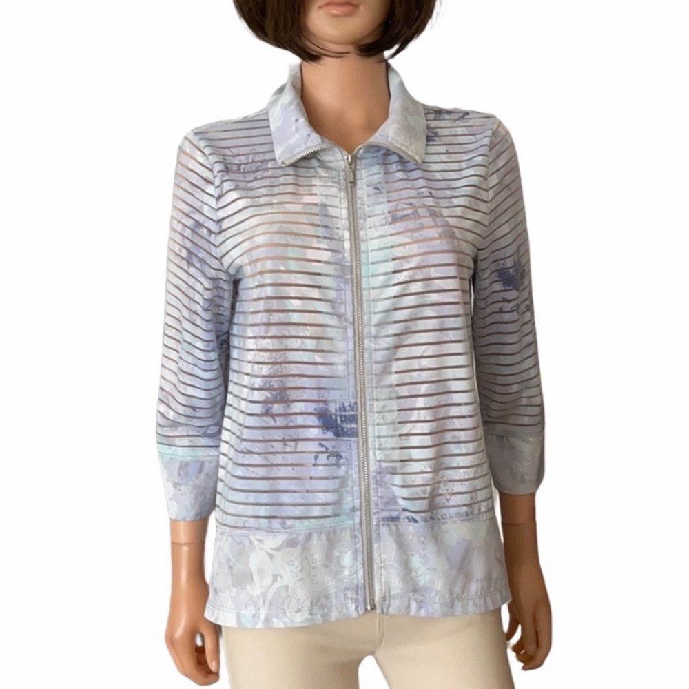 Chico’s Zenergy Zipper Lightweight Jacket Watercolor Wash Size S